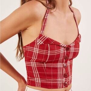 Reformation Connie Linen Halter Top